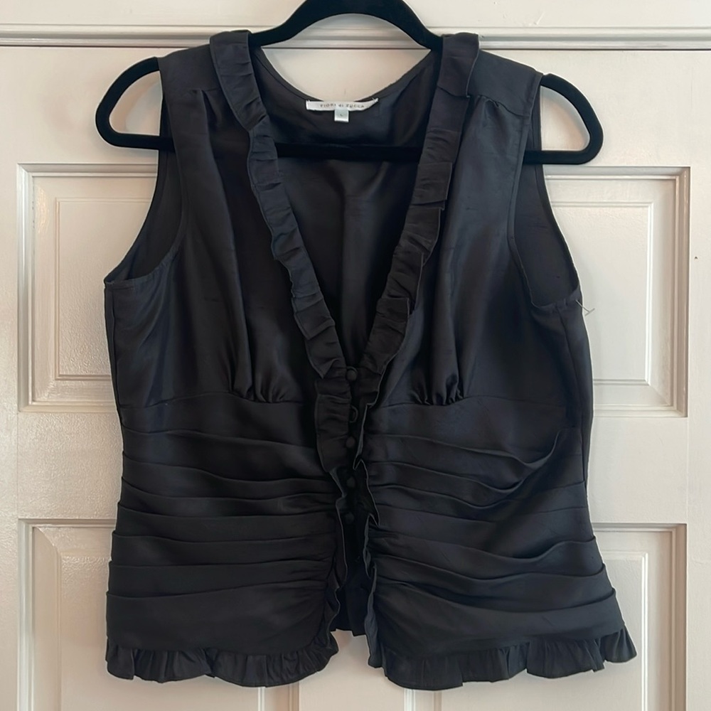 Fiori di Zucca silk sleeveless dressy top black large